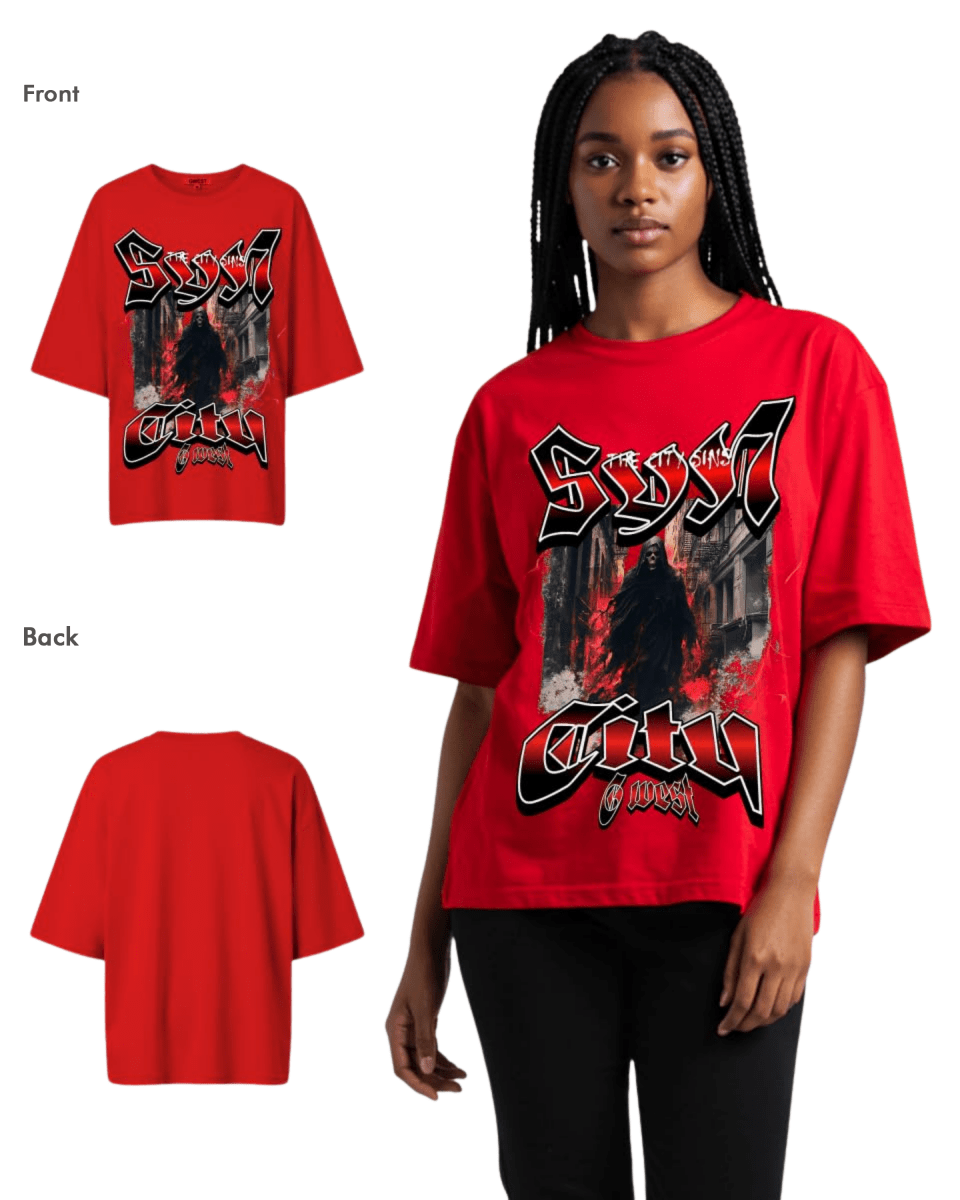 G West Womens Ghost City Oversized Tee