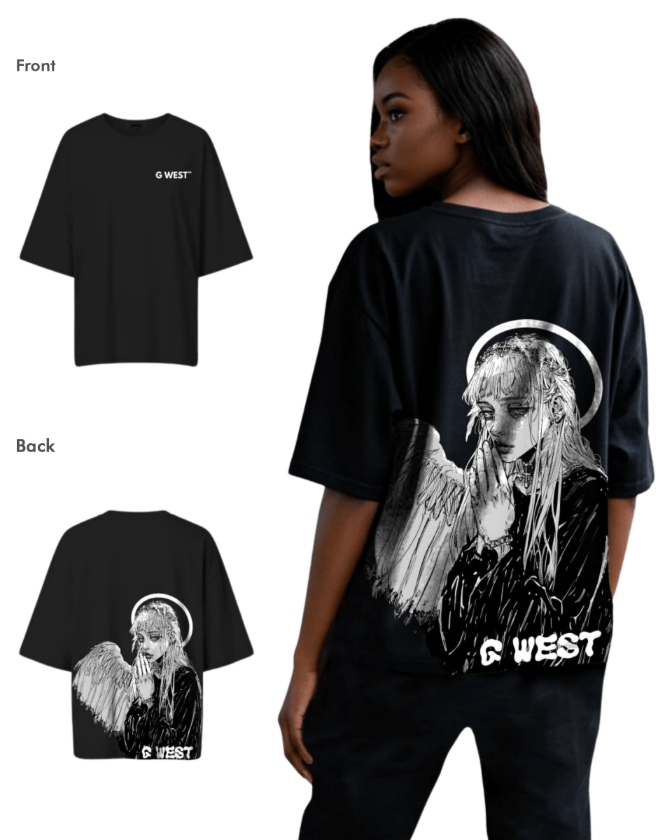 G West Womens Oversized Angel Girl Tee