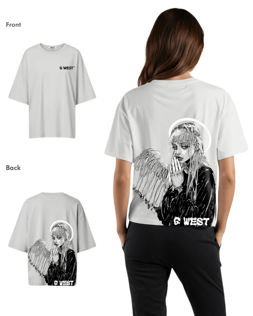 G West Womens Oversized Angel Girl Tee