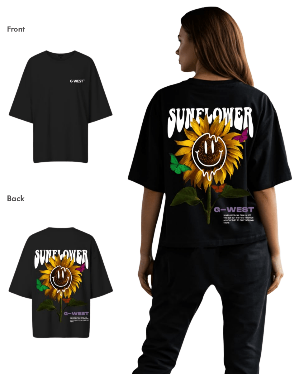 G West Womens Oversized Sunflower Tee