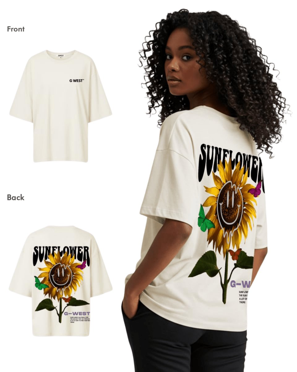 G West Womens Oversized Sunflower Tee