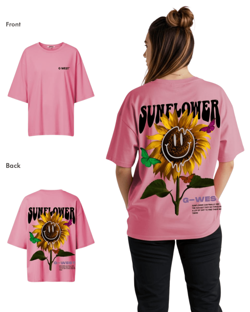 G West Womens Oversized Sunflower Tee