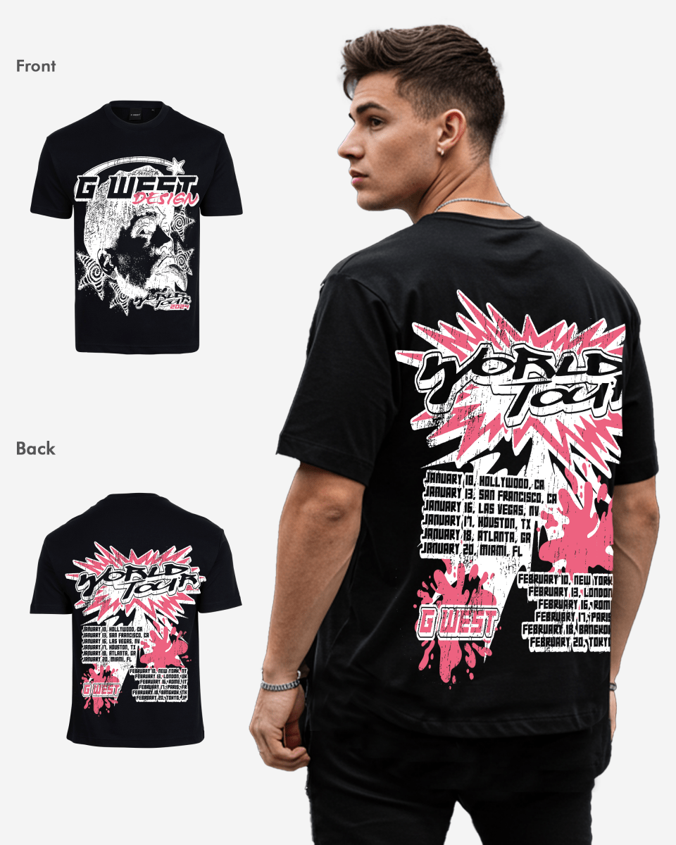G West Mens World Tour Premium Oversized Tee