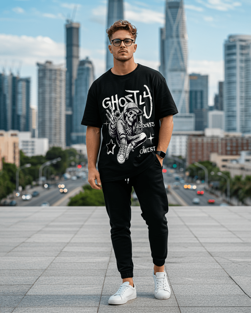 G West Ghostly Grooves Oversized T-Shirt Mens