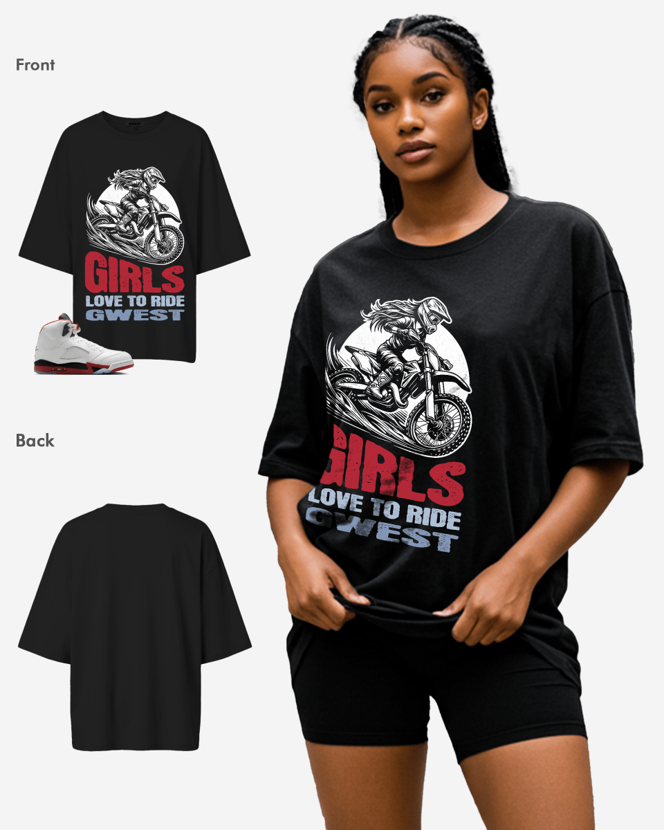 G West Girls love To Ride Oversized Women's T-Shirt