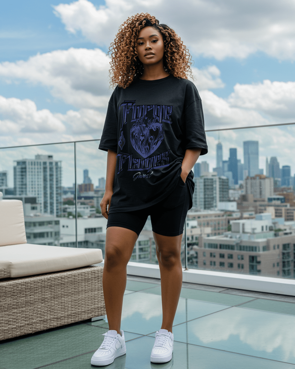 G West Heart Flames Oversized Women's T-Shirt