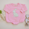 Applique Bunny Sweatshirt Romper - Infant Baby Toddler Girl - Easter Outfit