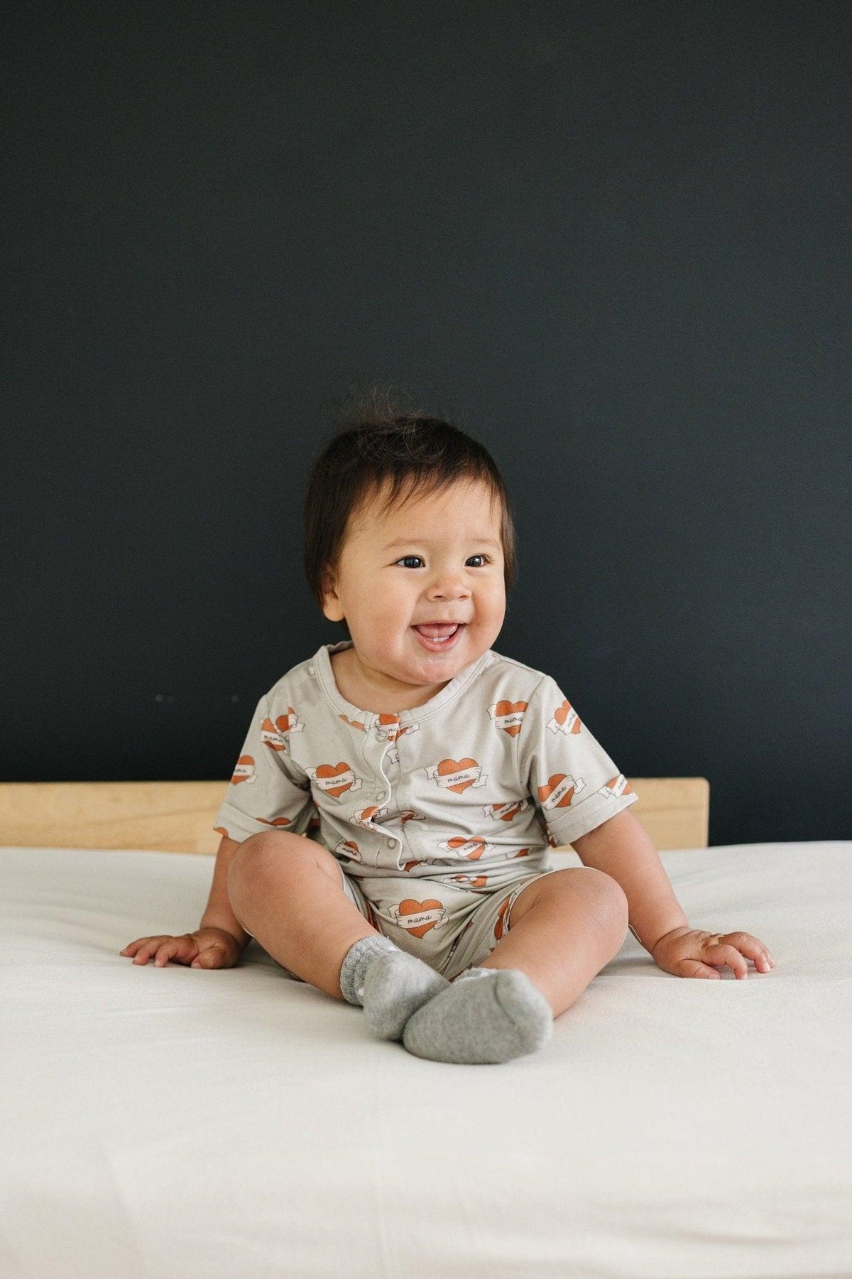 Mama Tattoo Hearts Bamboo Henley Romper