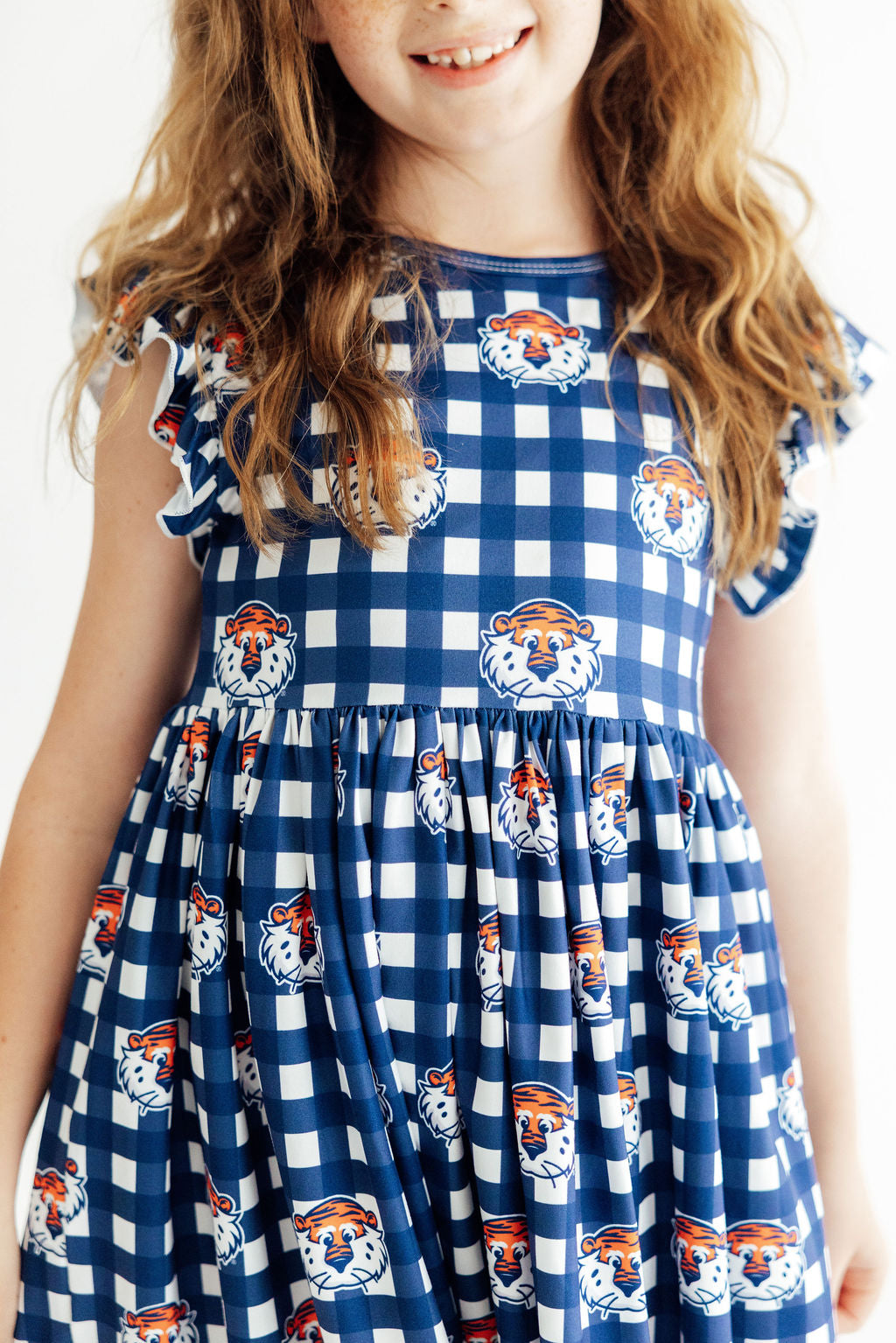 Auburn Plaid Aubie Flutter Twirl Dress