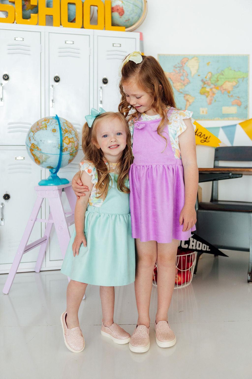 Lavender Faux Suede Pinafore