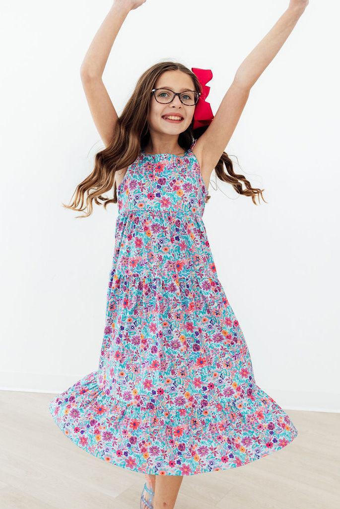 Tropical Garden Ruffle Maxi Dress