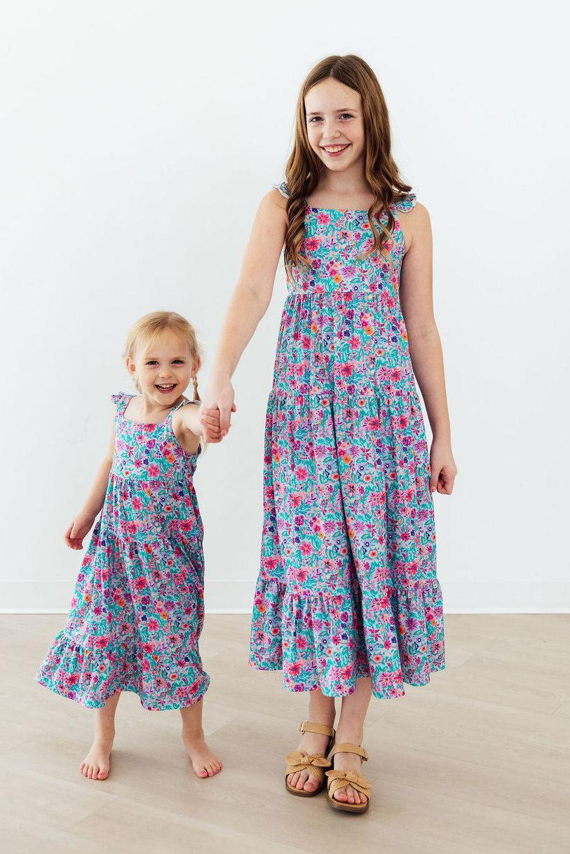 Tropical Garden Ruffle Maxi Dress