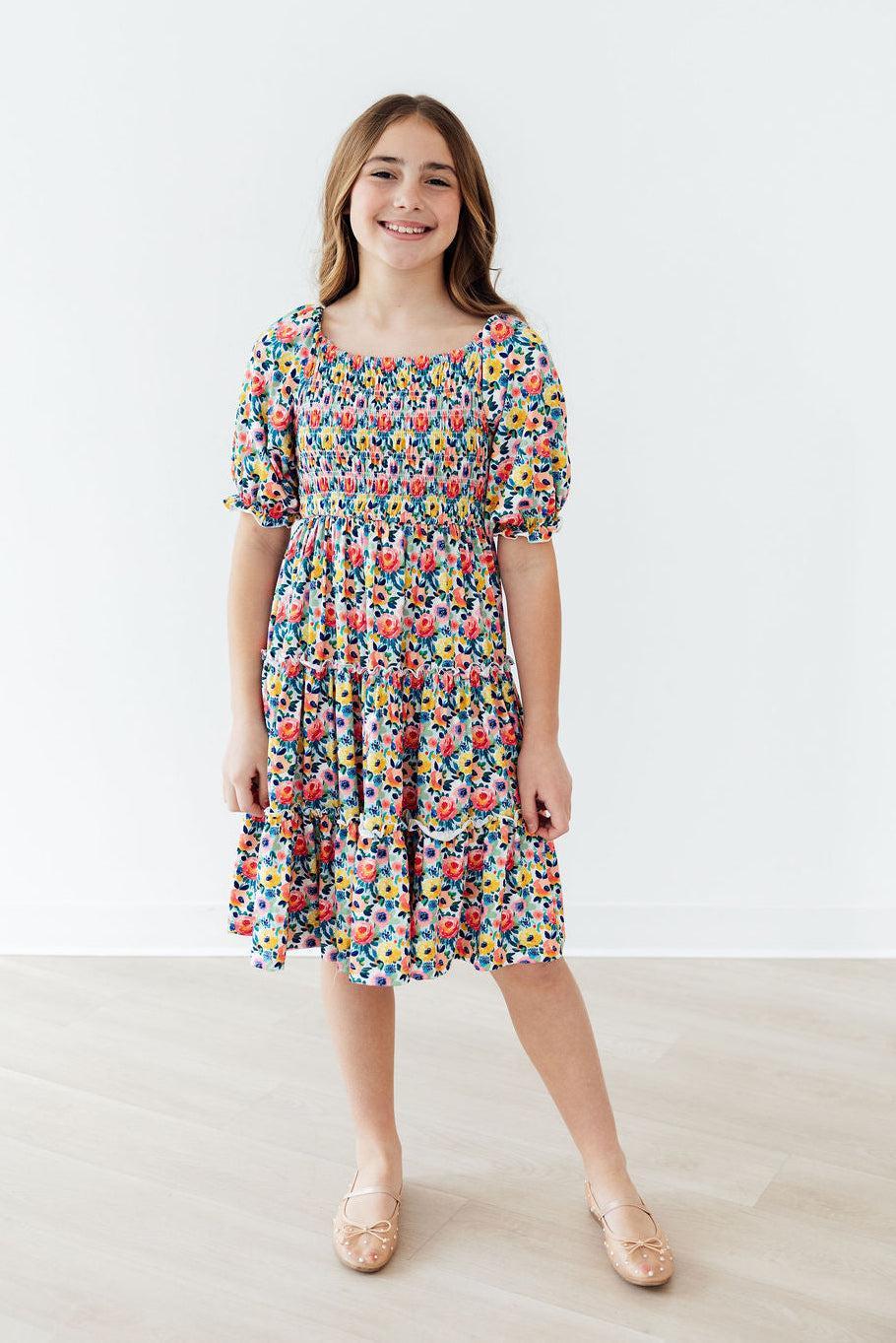 Beautiful Blossoms Smocked Ruffle Dress