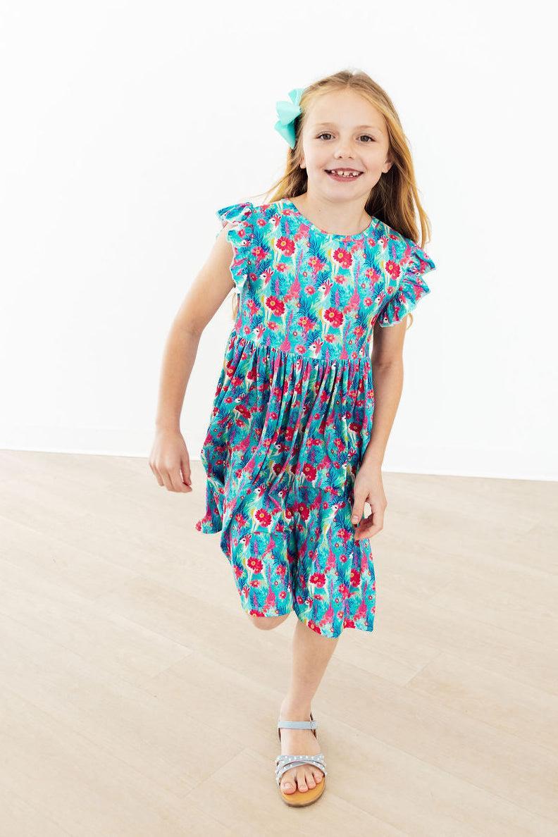Lovely Llamas Flutter Sleeve Twirl Dress