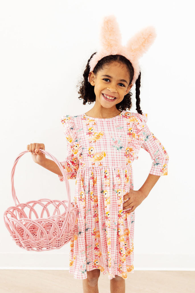 Daisy Ducklings 3/4 Sleeve Ruffle Twirl Dress