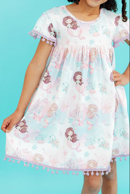 Mermaid Fairytale Pom Pom Dress