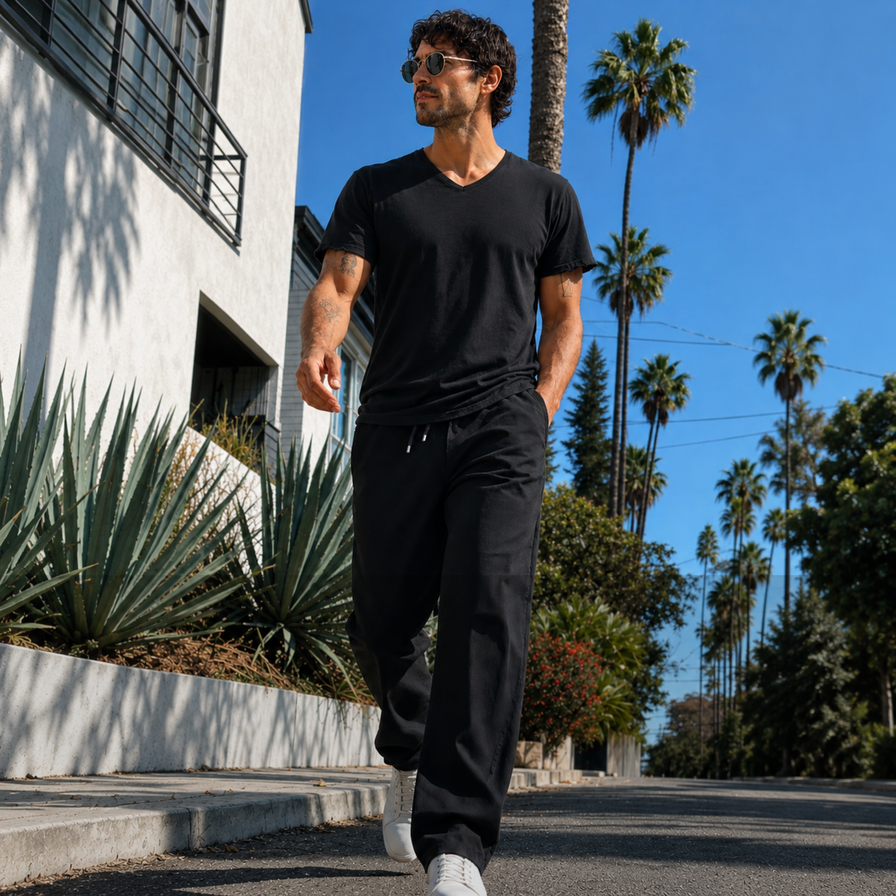 Oura (Aura) Organic V-neck Tee (Midnight Black)