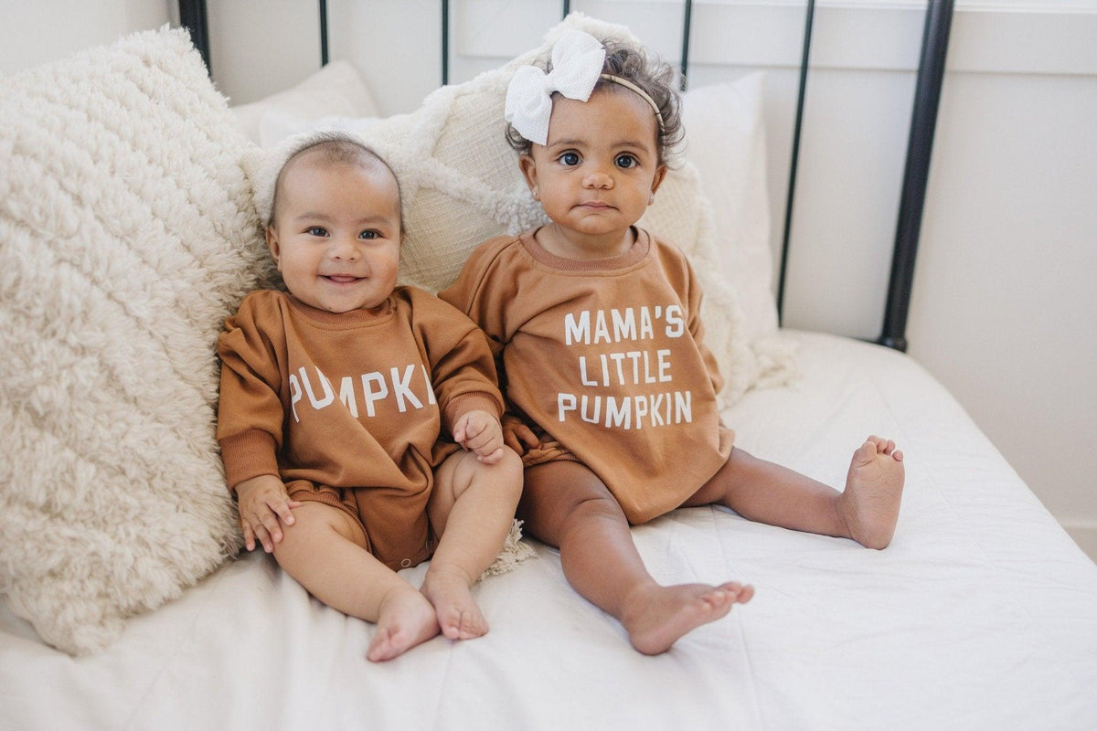 Pumpkin Sweatshirt Romper - Cream or Orange
