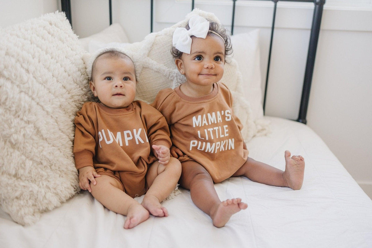 Pumpkin Sweatshirt Romper - Cream or Orange