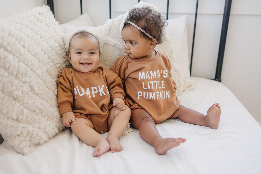 Pumpkin Sweatshirt Romper - Cream or Orange