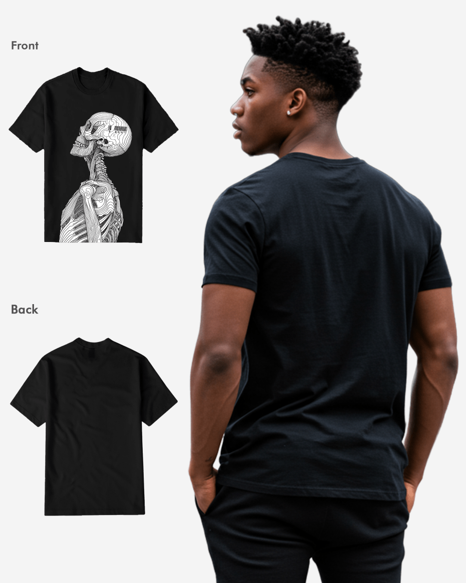 G West Mens Regular Fit Barcode Skeleton Front Graphic T Shirt : Gwpbast5053 - 3 Colors