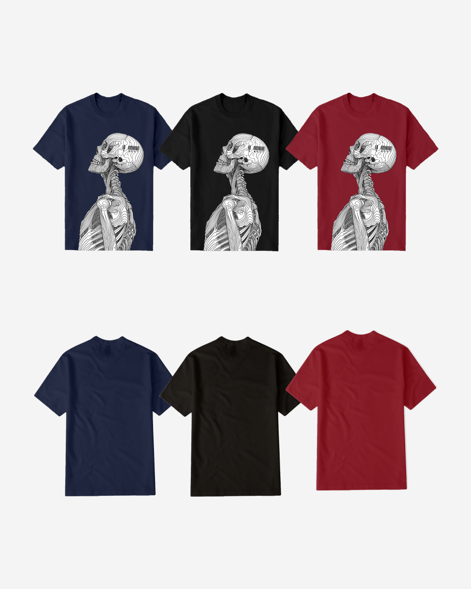G West Mens Regular Fit Barcode Skeleton Front Graphic T Shirt : Gwpbast5053 - 3 Colors