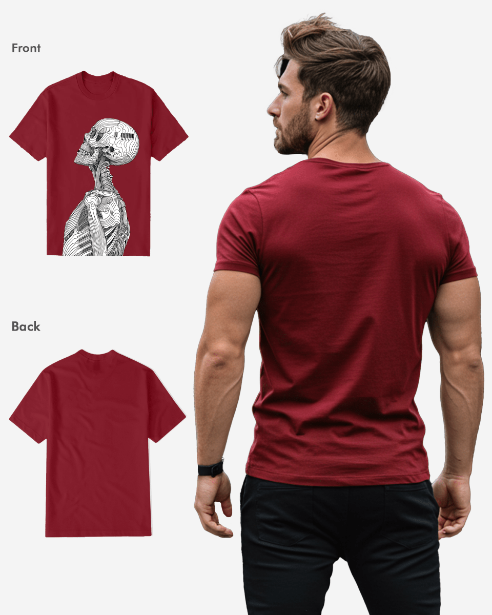 G West Mens Regular Fit Barcode Skeleton Front Graphic T Shirt : Gwpbast5053 - 3 Colors