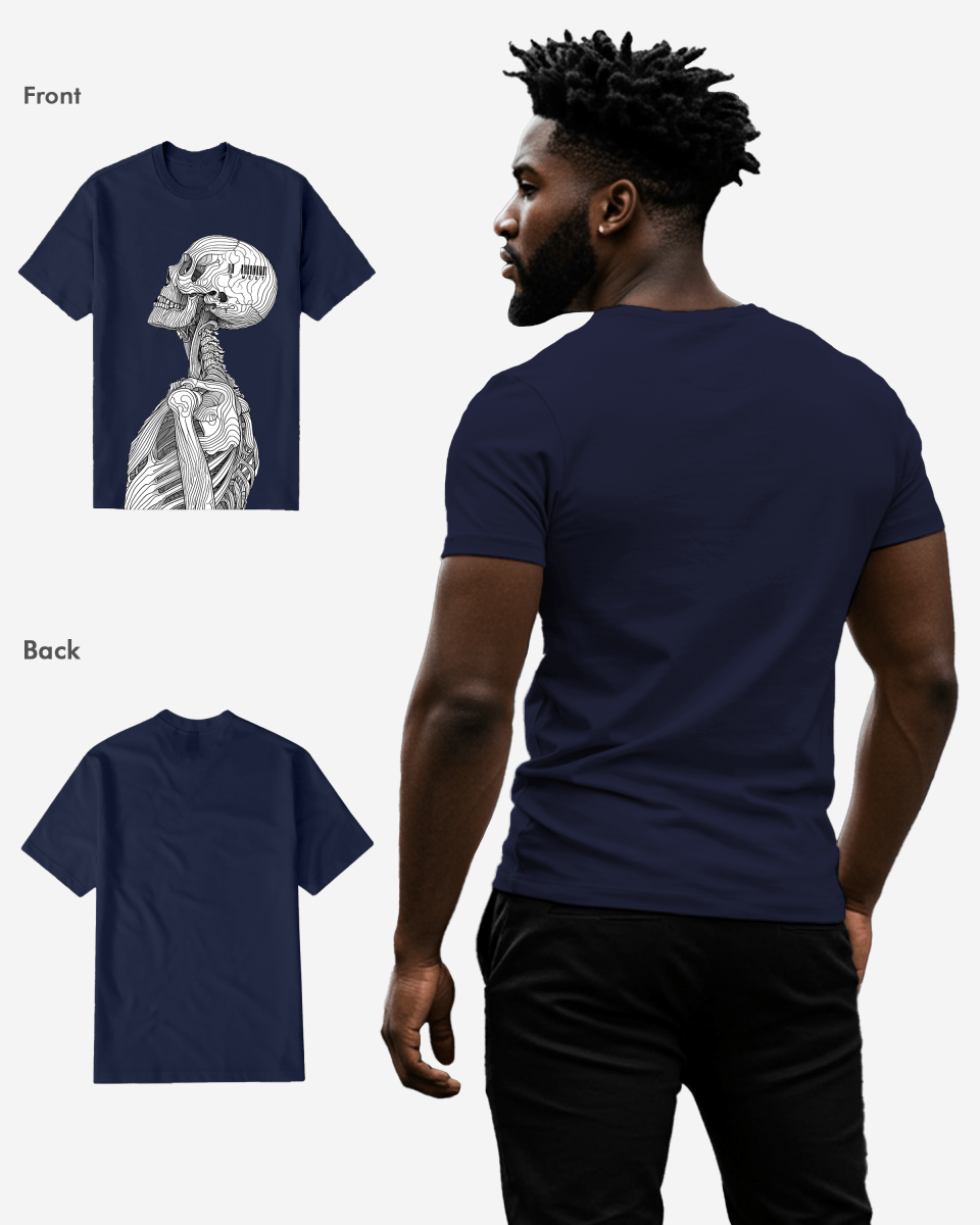 G West Mens Regular Fit Barcode Skeleton Front Graphic T Shirt : Gwpbast5053 - 3 Colors