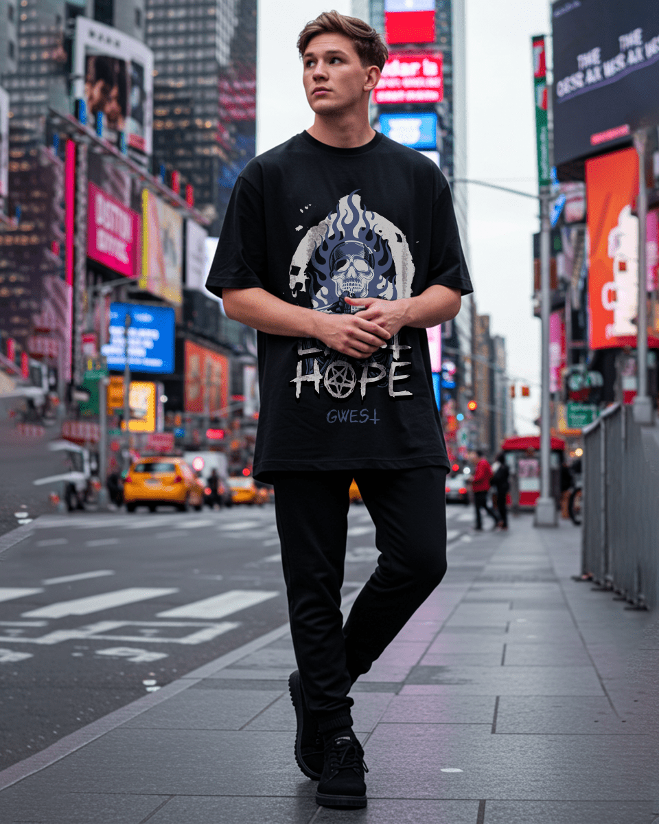G West Skull Vintage Last Hope Oversized T-Shirt Mens