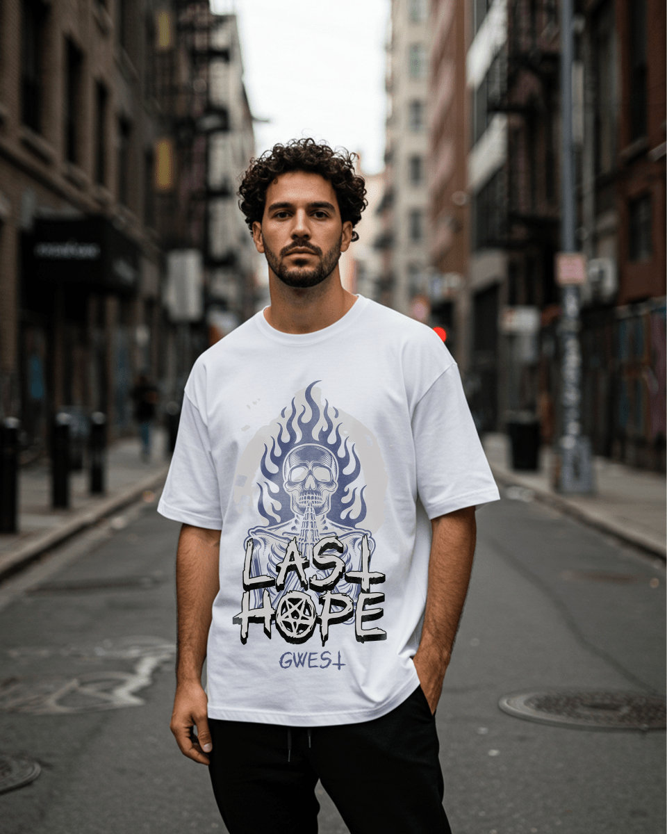 G West Skull Vintage Last Hope Oversized T-Shirt Mens